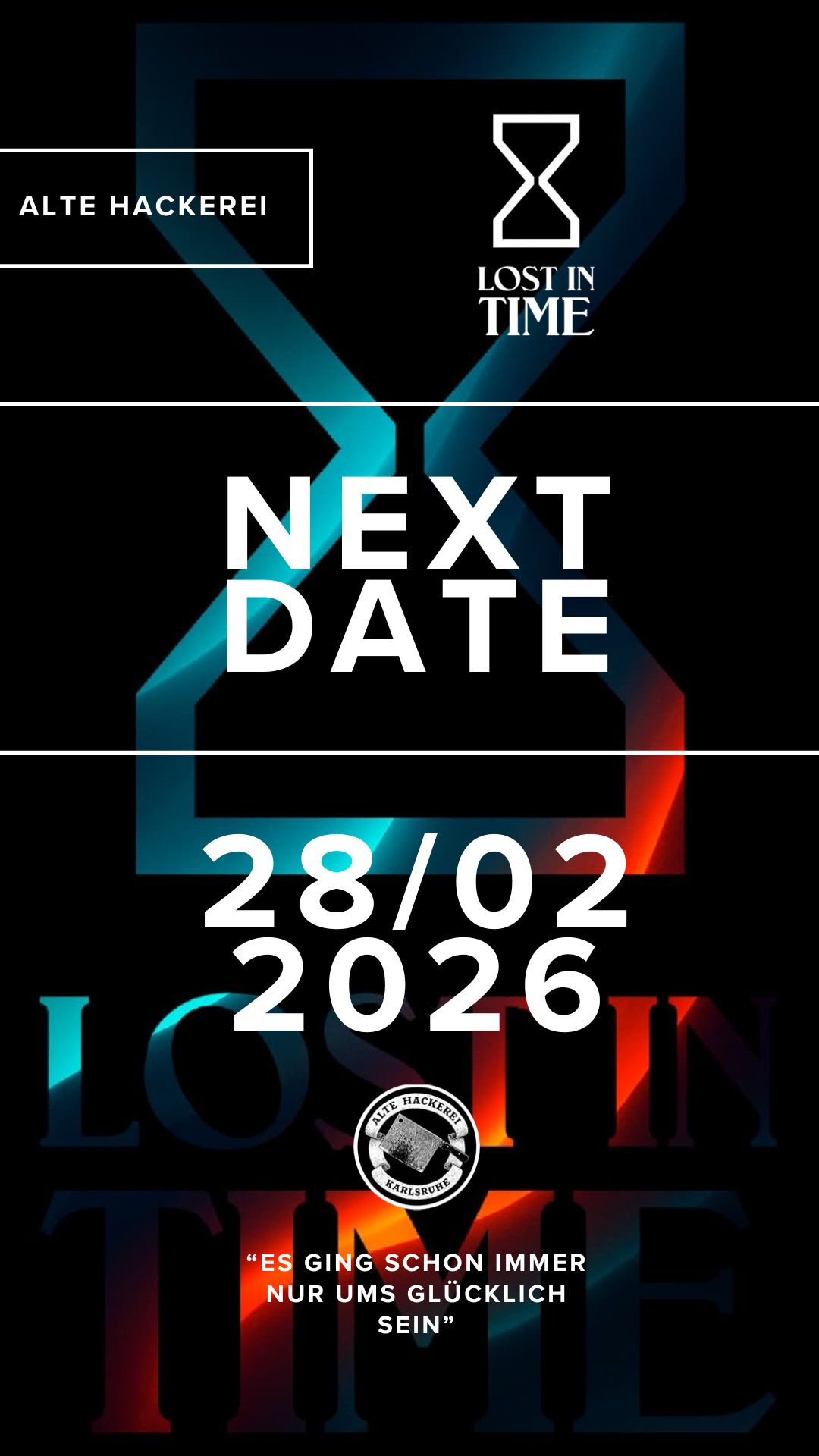 LOST IN TIME #4-Party am 28.02.2026 um 22:00 Uhr LOST IN TIME #4-Party in der Alten Hackerei in Karlsruhe